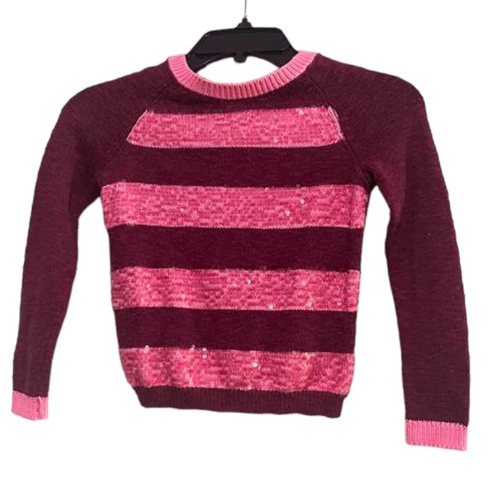 Justice Girls Knitted Sweater with Sequence and Stripes - size 7